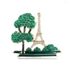 Broches Creatief Emaille Broche Milieuvriendelijk Legering Groene Boom Eiffeltoren Pak Jas Revers Pin Kleding Badges Banket Dagelijks Sieraden