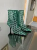 SS23 Dames Mid-Hiel Boot Black Green Rose Beige Crystal Mesh Boots Maat 35-41