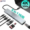 Hub 8 In 1 Type 3.1 To 4K HDMI Adapter With RJ45 SD/TF Card Reader PD Fast Charge For MacBook Notebook Laptop Computer