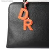 Keychains Lanyards N D R S E B L A F M H Wholesale Customized PU PVC Artificial Leather Original English Letter Keychain Pendant Womens Bag Charm Q240201