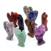 Dekorativa figurer 2 "Guardian Angel Stone Ristningar Natural Reiki Healing Crystals Amethyst Lapis Lazuli Jade Gem Craft Home Decoration