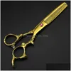 Forbici Cesoie Professionali Giappone 440C 6 Gold Dragon Taglio di capelli Diradamento Barbiere Taglio di capelli Taglio Parrucchiere 220 Goccia Deliv Dhl3W