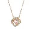 Ожерелье Swarovski, дизайнерское женское ожерелье оригинального качества, женское ожерелье высокого качества с сердцем, розовым бриллиантом, цветком клевера, женское ожерелье