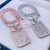 Baguette Cut Vvs Moissanite Iced Out Mannen Hip Hop Zilveren Dog Tag Hanger