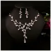 Set di gioielli da sposa con zirconi, collana girocollo, collane e orecchini da sposa per le donne, accessori da sposa floreali269H