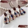 Stud Earrings Korea Fashion Flocking P Elegant Leopard Print Earring In Autumn And Winter For Women Geometric Flannel Jewelry Drop De Dhh2D