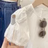 Kledingsets 2024 Aankomst Meisjes Mode Denim Pak Jarretel T-shirt Broek 3 Delige Set Kinderkleding Vakantie Outfits