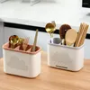 Kitchen Storage Double Layer Drain Chopsticks Cage Multifunction Cutlery Hollow Drainer Knife Holder Tableware Rack Organizer