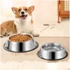 Dog Bowls & Feeders Pet Supplies Stainless Steel Bowl Cat Food Wholesale Set Dog With Paw Print And Rubber Base Drop Delivery Home Gar Dhndn