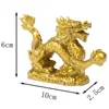 Statuette decorative Drago d'oro della buona fortuna Zodiaco cinese Dodici statue Scultura di animali in oro Decorazione del desktop