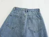 Skirts Cargo Denim Midi Skirt Women Casual Long Pockets Design Chic Lady Female Clothing 2024