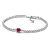 Lose Edelsteine, die 925 Sterlingsilber-Charm-Schmuckset verkaufen, glänzendes rotes Herz-Halsketten-Ring-Armband, passen DIY exquisite Jahresgeschenke