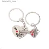 Keychains Lanyards I Love You Heart Couple Key ChainCute Letter Printing Keychain Key Chain for Women and Men Creative Couple Keychain Q240201