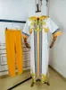 Etniska kläder 2024 Hög kvantitet Materiell afrikansk sexig design Lång chiffontop med Cotthon Pants 2 Pieces for Lady (FCPTZ02#)