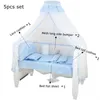 5 Stuks Zomer Ademend Babybed Mesh Bumper Hek Nordic Wieg Beddengoed Set Slaapkamer Decoratie Kamer Product 240127