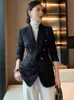 autumn style small fragrant black temperament wool small suit jacket womens self-cultivation suit blouse 240201