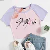 Camiseta feminina kpop stray crianças maxident skzo meninas moda streetwear topos camiseta mulher colheita topo l240201
