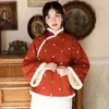 Etnik kıyafetler vintage ceket kalınlaştırıcı Çin tang takım elbise stil gevşek turuncu kırmızı yastıklı ceket oryantal geleneksel harajuku