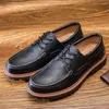 Printemps automne chaussures bateau en cuir véritable hommes noir marron Zapatos Hombre Cuero véritable grande taille 47 48 240118