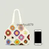 Shoulder Bags Boemian Crocet Women Soulder Flower Plaid Lady andbags andmade Woven Knied Summer Beac Bag Small Tote Bali PursesH2421