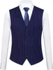 Heren 3-delig krijtstreeppak, slim fit, casual kledingkostuum, blazer + vest + broek