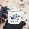 Tasses personnalisées de randonnée de camping tasse belle couleurs rivière tente de paysage de paysage