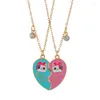 Pendant Necklaces 2pcs/Set Cute Cat Heart Friends Sisters BFF Necklace Friendship Children's Jewelry Gift For Kids Girls