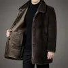 Diseñador de invierno Xuelan Mink Fleece Coat An para hombre de longitud media de cuero y piel con cuello de doble cara para mediana edad 9E7E