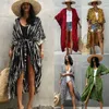 Feestjurken Vrouwen Zomer Kimono Badmode Halo Verven Strand Cover Up Met Sjerpen Oversized Lange Vest Vakantie Sexy Covers Jurk