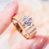 Küme Yüzükler Qinhuan 2 Moissanit Ring S925 STERLING Gümüş 18K Altın Kaplama Lüks Vintage Fine Twelry EST Erkek Hediye