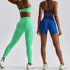 Completi Yoga Yoga senza soluzione di continuità 2 Set da due pezzi Set da allenamento per donna Completi fitness femminile Top Reggiseno sportivo Leggings Abbigliamento attivo Abbigliamento da palestra per W 83