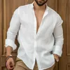 Chemises décontractées pour hommes Chemise en lin Hommes Casual Tops Haute qualité Lâche et confortable à manches longues Plage Chemises hawaïennes pour hommes 240201