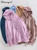 Felpe con cappuccio da donna Streamgirl Autunno Pullover Felpa oversize da donna 2024 Top viola Blu sciolto per capispalla oversize