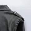 ZVRI veste de moto courte en simili cuir effet ancien pour femme manteau en cuir gris délavé 240125