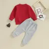 Set di abbigliamento Ragazzi per bambini Completi per San Valentino Stampa di lettere a cuore Felpe e pantaloni a maniche lunghe Set da 2 pezzi per bambini