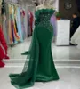 2024 Aso Ebi Green Mermaid Prom Dress Beaded Crystals Satin Evening Formal Party Second Reception Birthday Engagement Gowns Dresses Robe De Soiree ZJ82