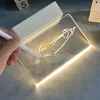 Night Lights LED Acrylic Notebook Board Light With Pen Rewritable Information Desk USB Power Supply Home Holiday Decoration