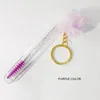 Brosse à cils et sourcils en Tube avec porte-clés doré, boule de fourrure à paillettes, baguette de Mascara pour Extension de cils, outil de maquillage, 10 pièces, 240123