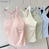 Women's T-Shirt Women Longline Inner Padded Racerback Crop Tank Tops Basic Lounge Slim Fit Workout Tops for Gym Yoga Fitness L240201