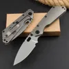 Specialerbjudande avancerad SMF Taktisk vikning Kniv D2 Drop Point Stone Wash Blade CNC TC4 Titaniumlegering Handle EDC Pocket Knives Survival Tools