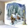 Tapestries Christmas Elk Tapestry Cartoon Ornament Bedroom Room Background Wall Decoration Hanging Year Gift