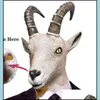 Party Masks Goat Antelope Animal Head Mas-K Novelty Halloween Costume Party Latex Fl Masquerade Mask For Adts T220727 Drop Delivery Ho Dhchy