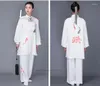 Abbigliamento etnico 2024 Uniforme cinese Stampa di fiori tradizionale Wushu Taichi Men Kungfu Abito uniforme Tai Chi Esercizio