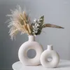 Vases Nordic Ceramic Flower Vase Creative Unfinished Pottery Frosted Hydroponic Home Decor Ornament INS Style Arranger