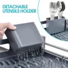 Kitchen Storage Dish Drying Rack Drainer Cleaning Brush Holder Expandable Plates Rust Resistant Racks Organizer Countertop