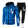 Men's Tracksuits High Quality Jacket Winter Clothing Sweatpants Casual Sportswear Set Printed Hoodie Sweatshirt Woolen Zipper