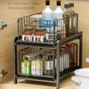 Under Sink Shelf Cabinet Organizer 2-Layer Removable Pull-Out Kitchen Under Sink Organizer Storage Rack With Drawers 240122