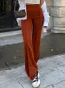 8 cores elegantes calças flare mulheres sólidas calças longas escritório casual feminino magro reto sino calças inferiores 240201