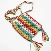 Shoulder Bags Multi-Color Straw Bag Womens BOO Soulder Messenger Macrame Crocet Purse Coon Tassle ippie StyleH2421