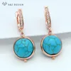 Dangle Earrings S&Z DESIGN Trendy Green Turquoises Beads Ethnic For Women 585 Rose Gold Color Fine Fashion Party Gift